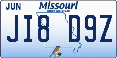 MO license plate JI8D9Z