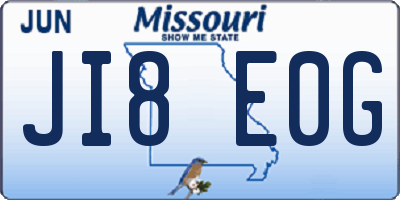 MO license plate JI8E0G