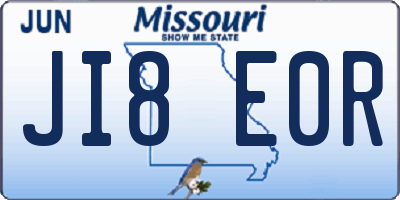 MO license plate JI8E0R
