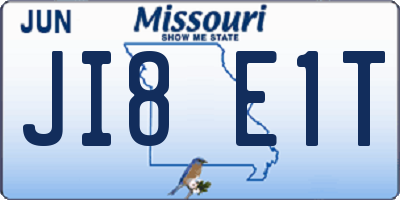 MO license plate JI8E1T