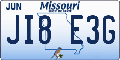 MO license plate JI8E3G