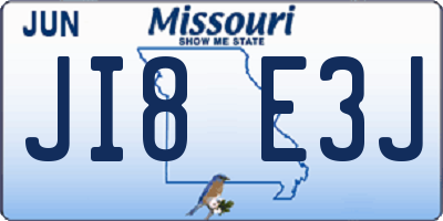 MO license plate JI8E3J