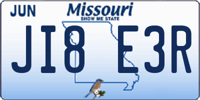 MO license plate JI8E3R