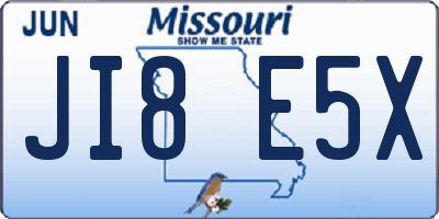 MO license plate JI8E5X