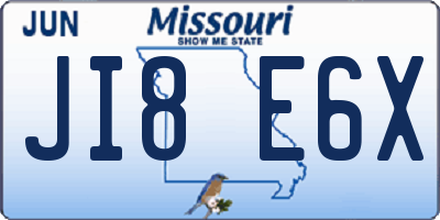 MO license plate JI8E6X
