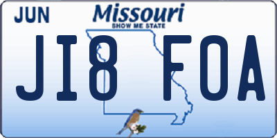 MO license plate JI8F0A