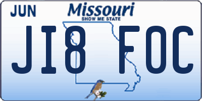 MO license plate JI8F0C