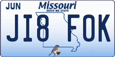 MO license plate JI8F0K