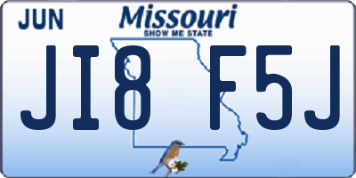 MO license plate JI8F5J
