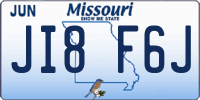 MO license plate JI8F6J
