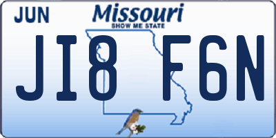 MO license plate JI8F6N
