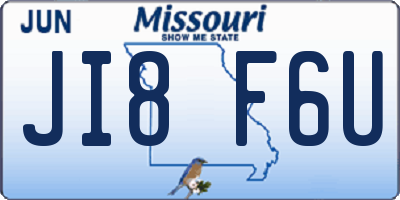 MO license plate JI8F6U