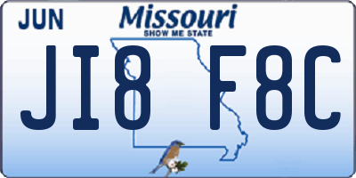 MO license plate JI8F8C