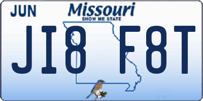 MO license plate JI8F8T