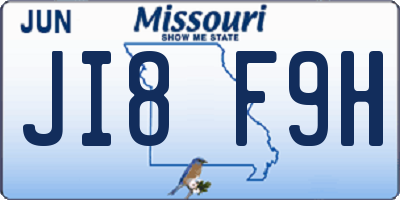 MO license plate JI8F9H