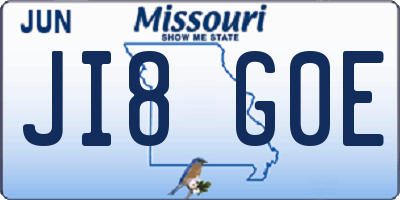 MO license plate JI8G0E