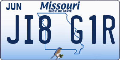 MO license plate JI8G1R