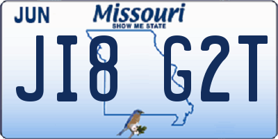 MO license plate JI8G2T
