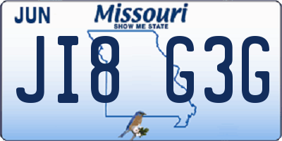 MO license plate JI8G3G