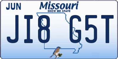 MO license plate JI8G5T