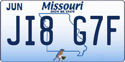 MO license plate JI8G7F