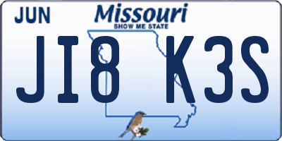 MO license plate JI8K3S
