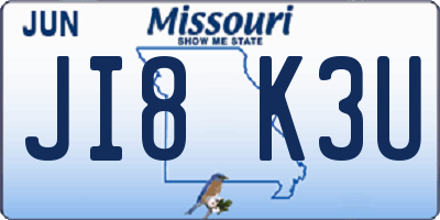 MO license plate JI8K3U