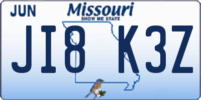 MO license plate JI8K3Z