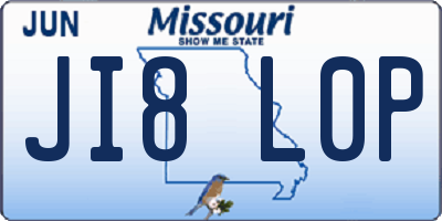 MO license plate JI8L0P