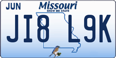 MO license plate JI8L9K