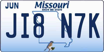 MO license plate JI8N7K