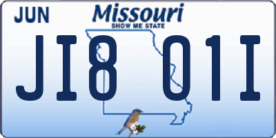 MO license plate JI8O1I