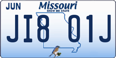 MO license plate JI8O1J