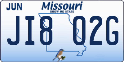 MO license plate JI8O2G