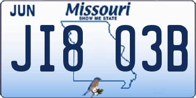 MO license plate JI8O3B
