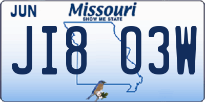 MO license plate JI8O3W