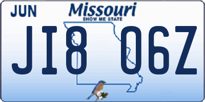 MO license plate JI8O6Z