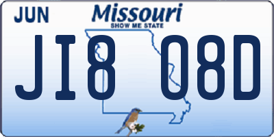 MO license plate JI8O8D