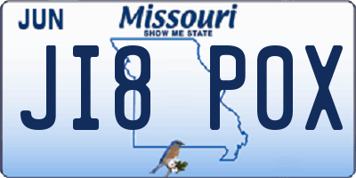 MO license plate JI8P0X