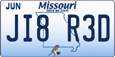 MO license plate JI8R3D