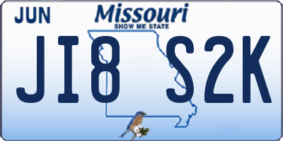 MO license plate JI8S2K