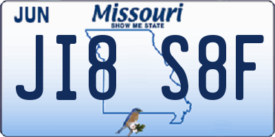 MO license plate JI8S8F
