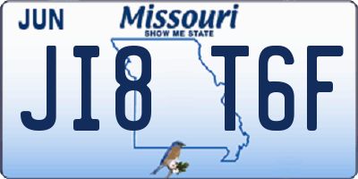 MO license plate JI8T6F