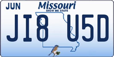 MO license plate JI8U5D