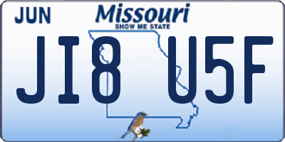 MO license plate JI8U5F