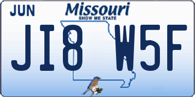 MO license plate JI8W5F