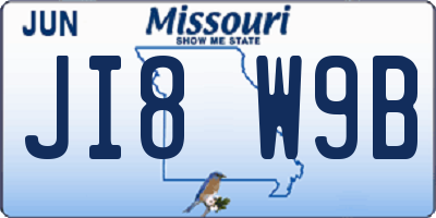 MO license plate JI8W9B