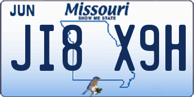 MO license plate JI8X9H