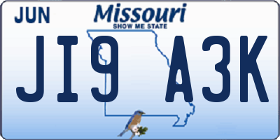 MO license plate JI9A3K