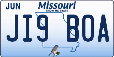 MO license plate JI9B0A